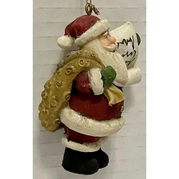 Santa Carrying Gold Toy Bag‎ and Naughty Or Nice List Ornament ￼3” - Picture 2 of 3